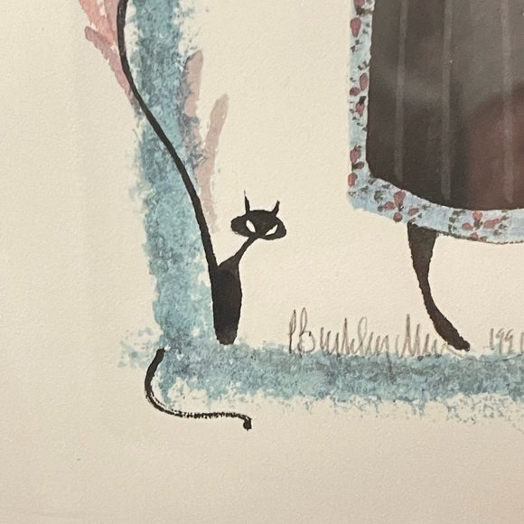 P. Buckley Moss Amish Girl Black Cats Signed  Numbered Matted Framed 1991 - Picture 6 of 7